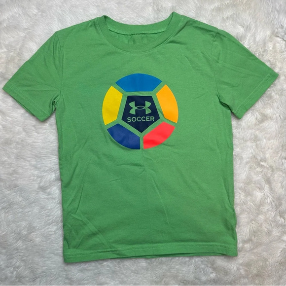 Under Armour T-Shirt Soccer Ball Graphic Green Size 6 - Picture 1 of 16